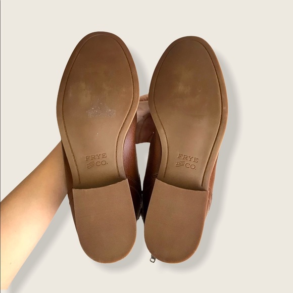 $399 Frye Jolie Back Zip Cognac Knee High Zip Up Round Toe Real Leather Boots - Picture 13 of 16